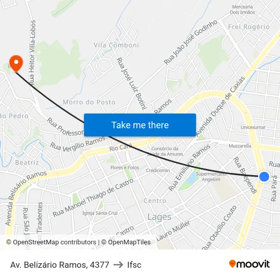 Av. Belizário Ramos, 4377 to Ifsc map