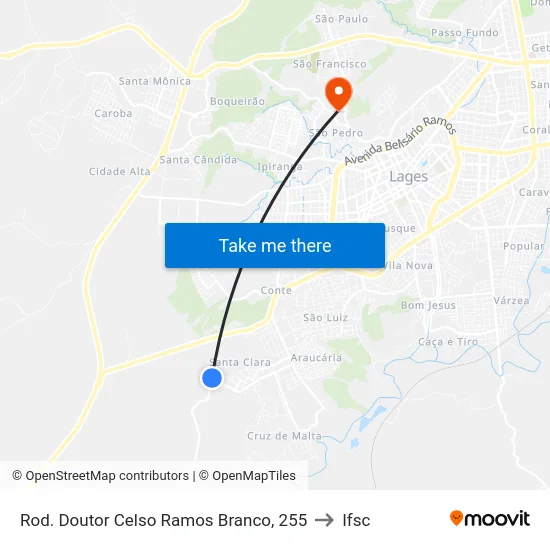 Rod. Doutor Celso Ramos Branco, 255 to Ifsc map