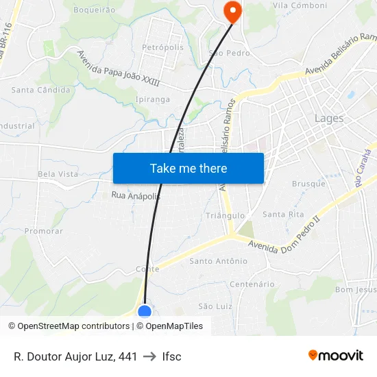 R. Doutor Aujor Luz, 441 to Ifsc map
