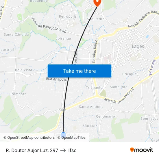 R. Doutor Aujor Luz, 297 to Ifsc map
