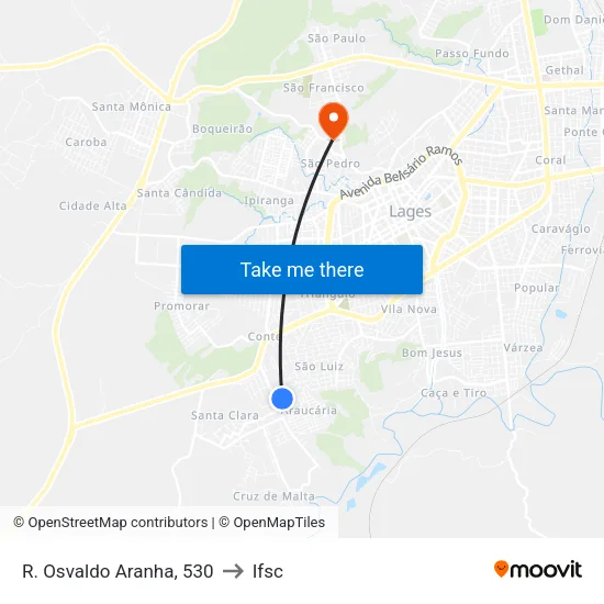 R. Osvaldo Aranha, 530 to Ifsc map