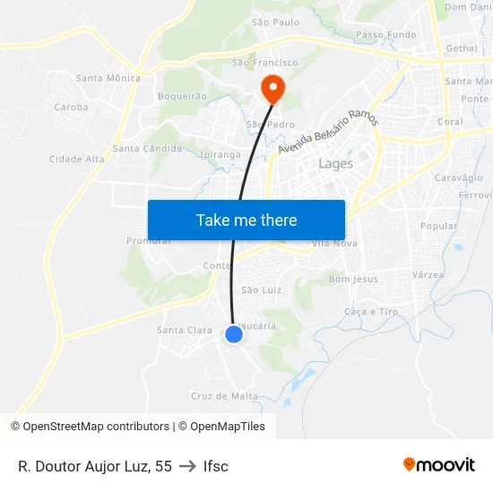 R. Doutor Aujor Luz, 55 to Ifsc map