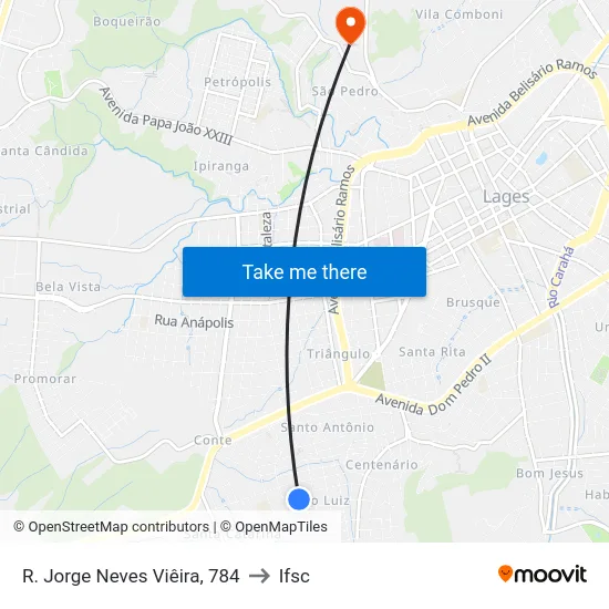 R. Jorge Neves Viêira, 784 to Ifsc map