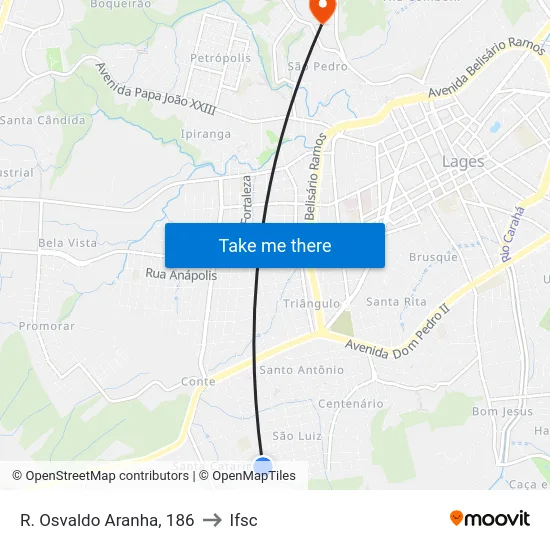 R. Osvaldo Aranha, 186 to Ifsc map