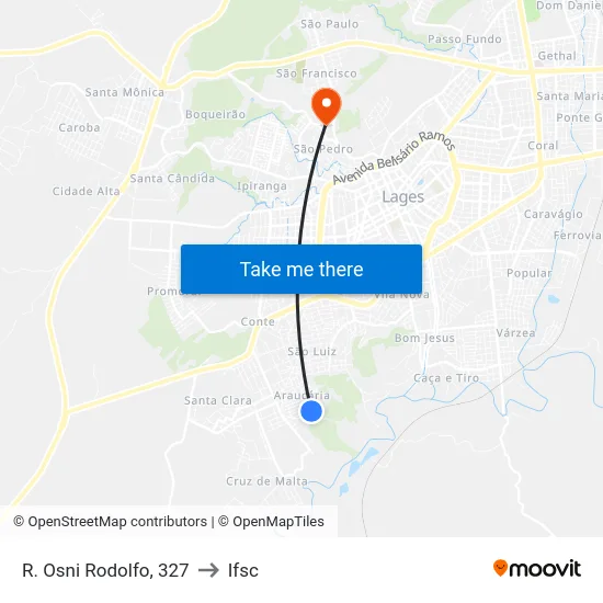 R. Osni Rodolfo, 327 to Ifsc map