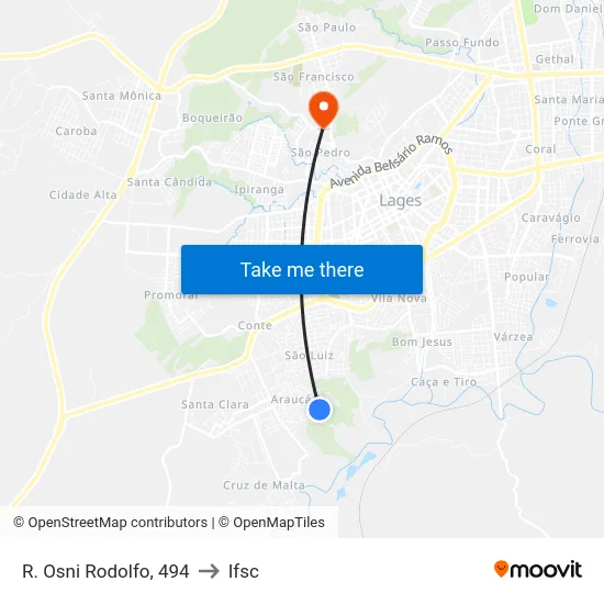 R. Osni Rodolfo, 494 to Ifsc map