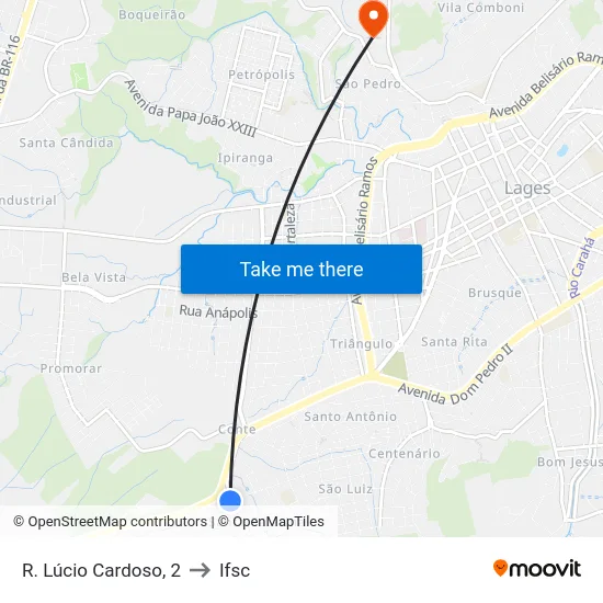 R. Lúcio Cardoso, 2 to Ifsc map