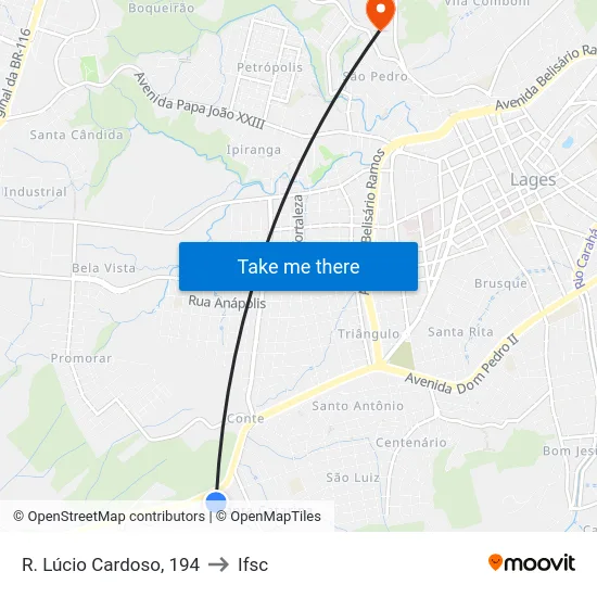 R. Lúcio Cardoso, 194 to Ifsc map