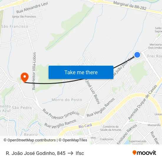 R. João José Godinho, 845 to Ifsc map