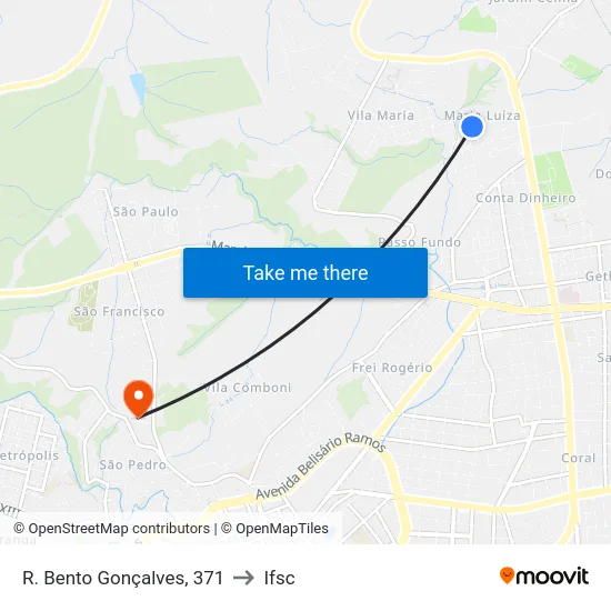 R. Bento Gonçalves, 371 to Ifsc map