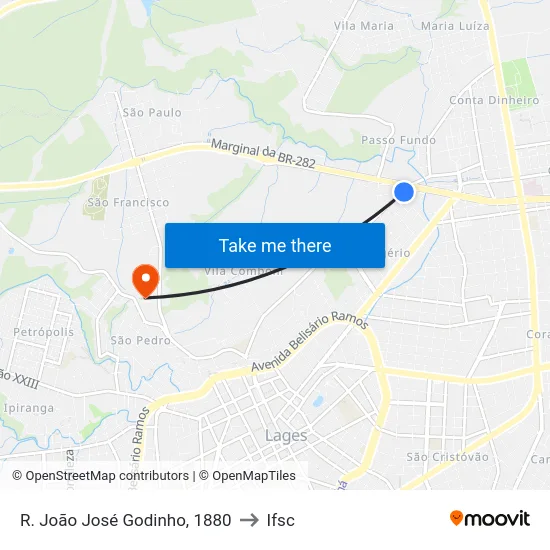 R. João José Godinho, 1880 to Ifsc map