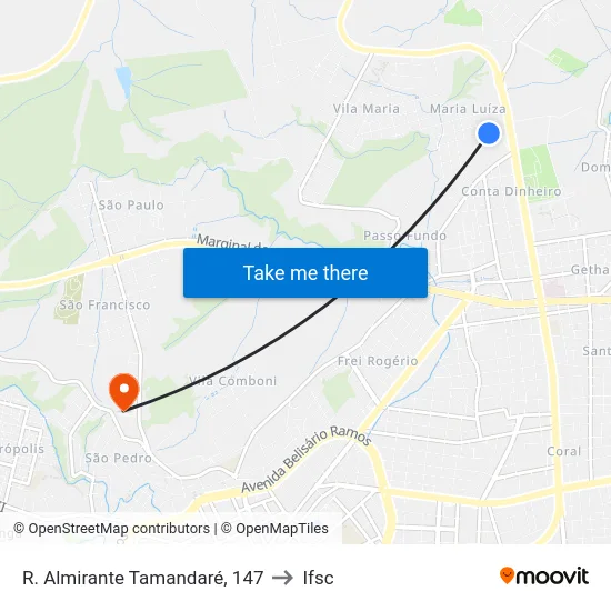 R. Almirante Tamandaré, 147 to Ifsc map