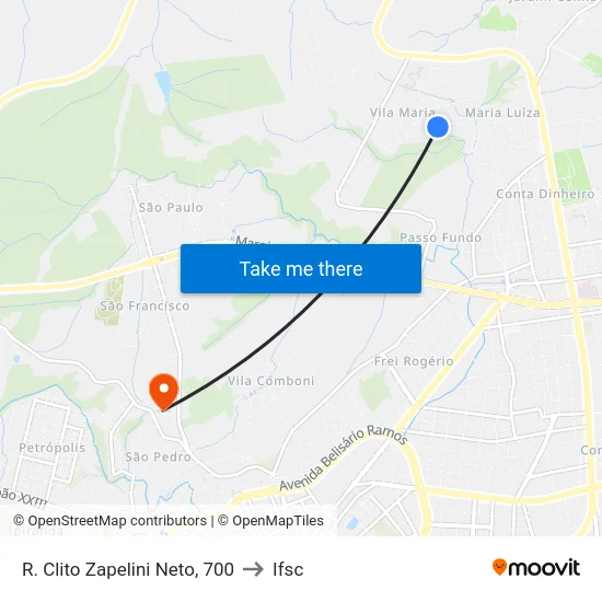 R. Clito Zapelini Neto, 700 to Ifsc map