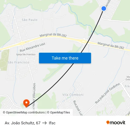 Av. João Schultz, 67 to Ifsc map