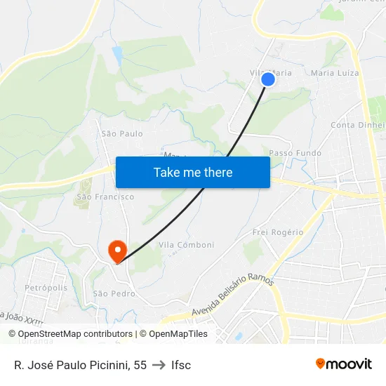 R. José Paulo Picinini, 55 to Ifsc map
