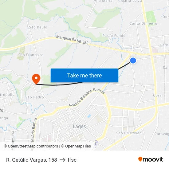 R. Getúlio Vargas, 158 to Ifsc map