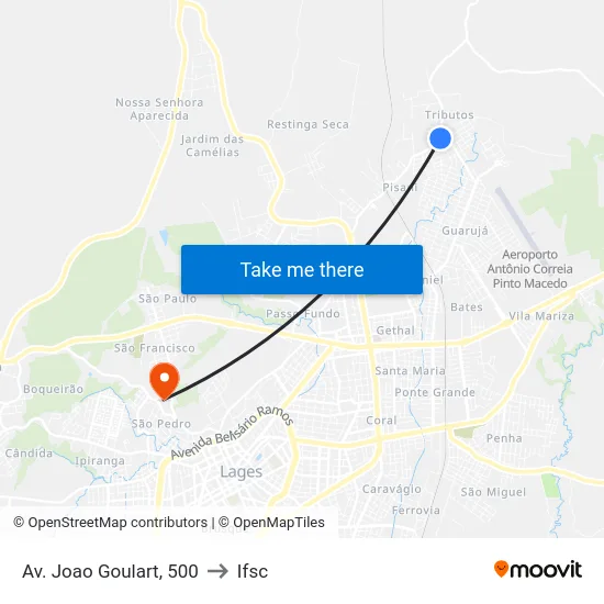 Av. Joao Goulart, 500 to Ifsc map