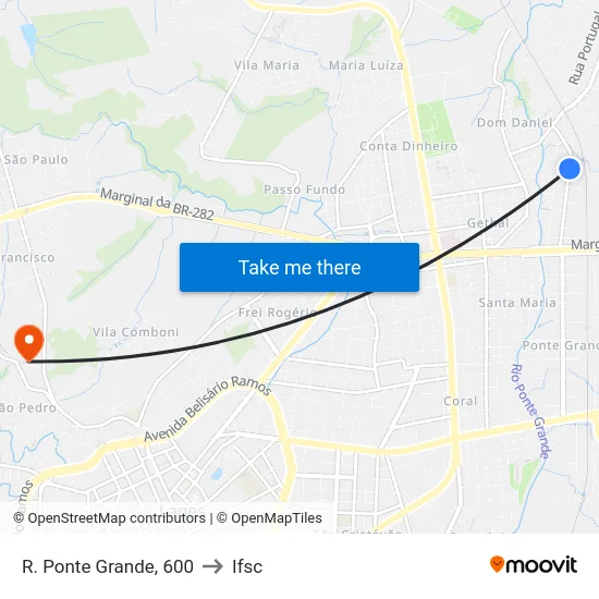 R. Ponte Grande, 600 to Ifsc map