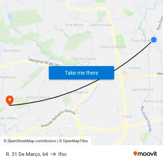 R. 31 De Março, 64 to Ifsc map