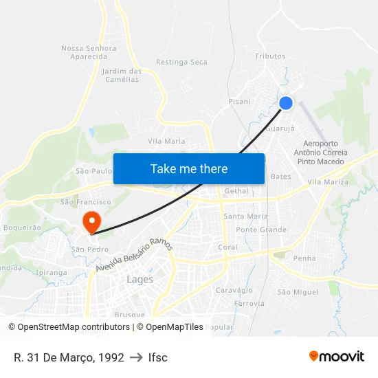 R. 31 De Março, 1992 to Ifsc map
