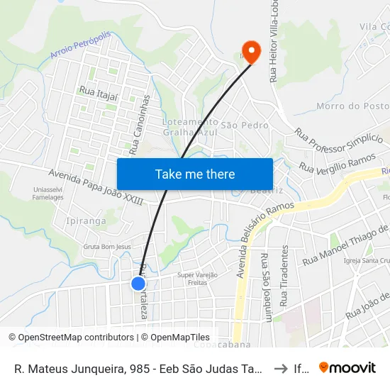 R. Mateus Junqueira, 985 - Eeb São Judas Tadeu to Ifsc map