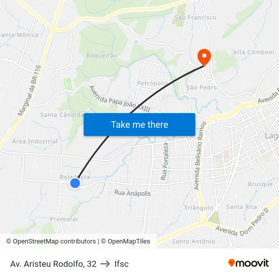 Av. Aristeu Rodolfo, 32 to Ifsc map