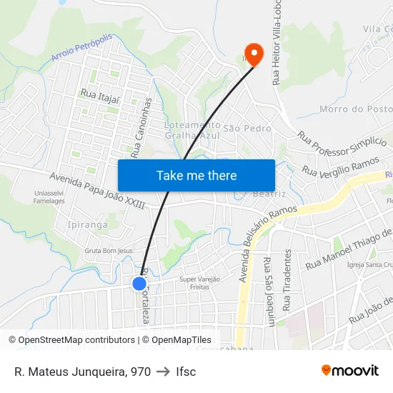 R. Mateus Junqueira, 970 to Ifsc map
