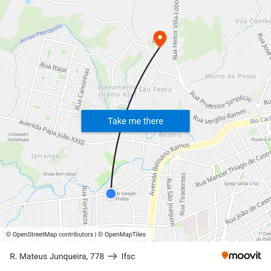 R. Mateus Junqueira, 778 to Ifsc map