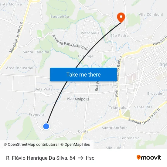 R. Flávio Henrique Da Silva, 64 to Ifsc map