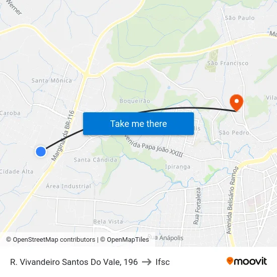 R. Vivandeiro Santos Do Vale, 196 to Ifsc map