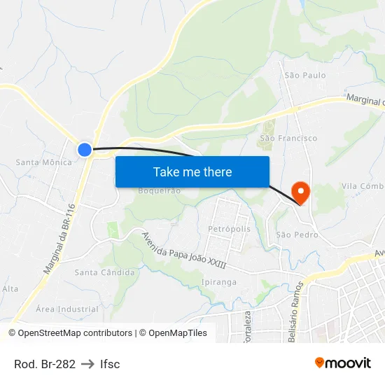 Rod. Br-282 to Ifsc map