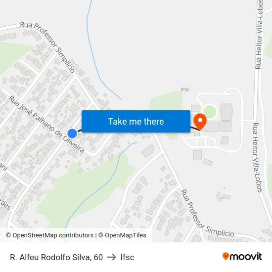R. Alfeu Rodolfo Silva, 60 to Ifsc map