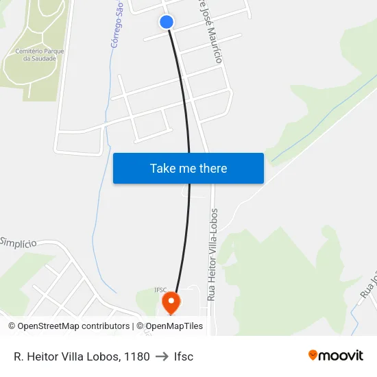 R. Heitor Villa Lobos, 1180 to Ifsc map