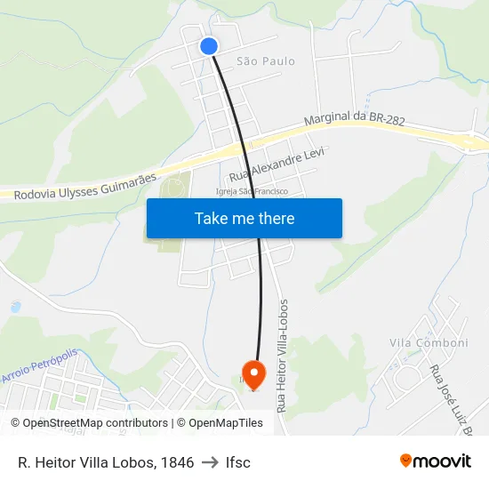 R. Heitor Villa Lobos, 1846 to Ifsc map