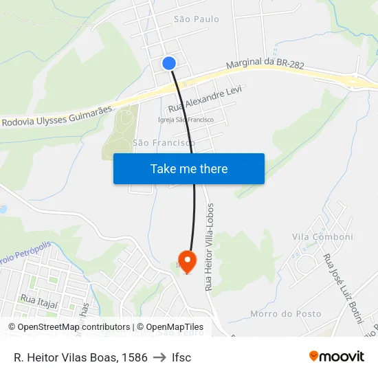 R. Heitor Vilas Boas, 1586 to Ifsc map