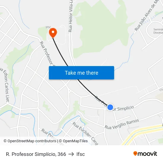 R. Professor Simplício, 366 to Ifsc map