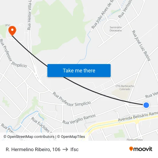 R. Hermelino Ribeiro, 106 to Ifsc map