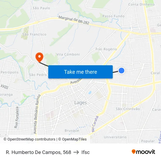 R. Humberto De Campos, 568 to Ifsc map