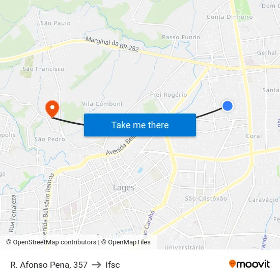 R. Afonso Pena, 357 to Ifsc map