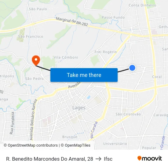 R. Benedito Marcondes Do Amaral, 28 to Ifsc map