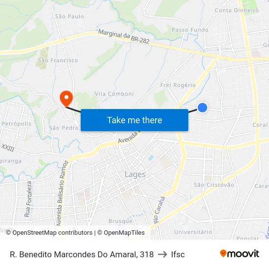 R. Benedito Marcondes Do Amaral, 318 to Ifsc map