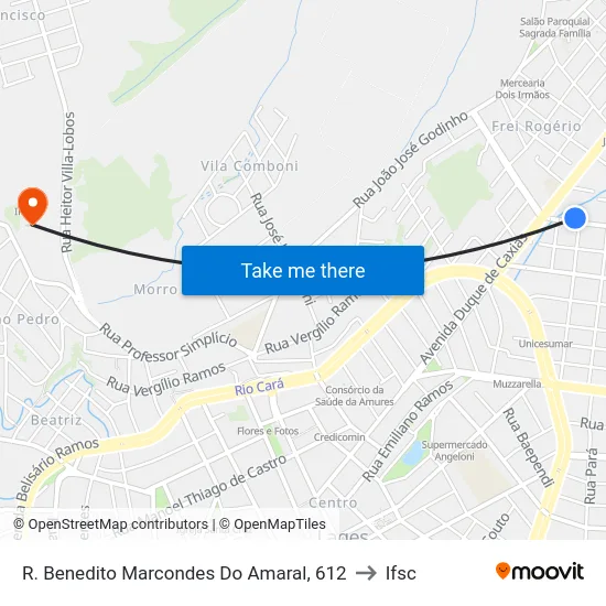 R. Benedito Marcondes Do Amaral, 612 to Ifsc map