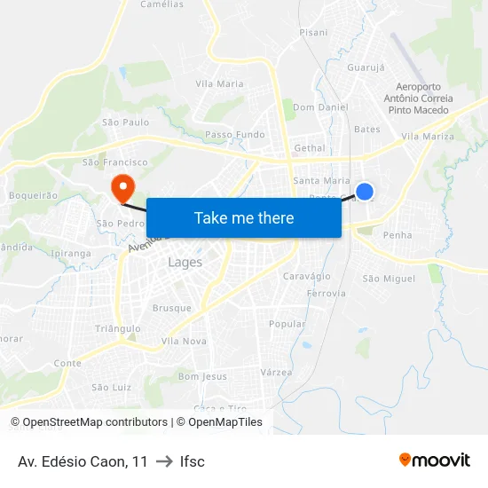 Av. Edésio Caon, 11 to Ifsc map
