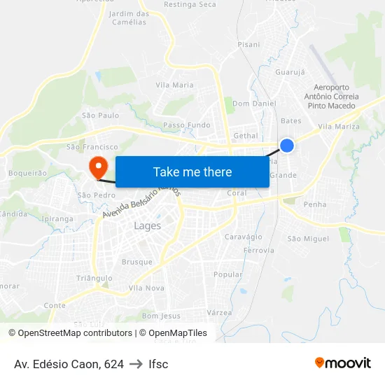 Av. Edésio Caon, 624 to Ifsc map