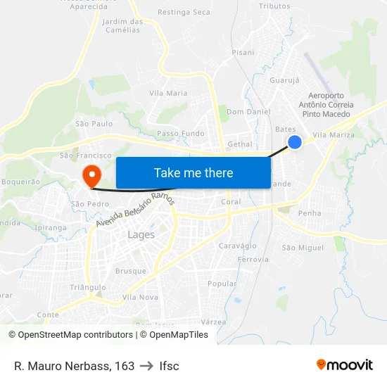 R. Mauro Nerbass, 163 to Ifsc map