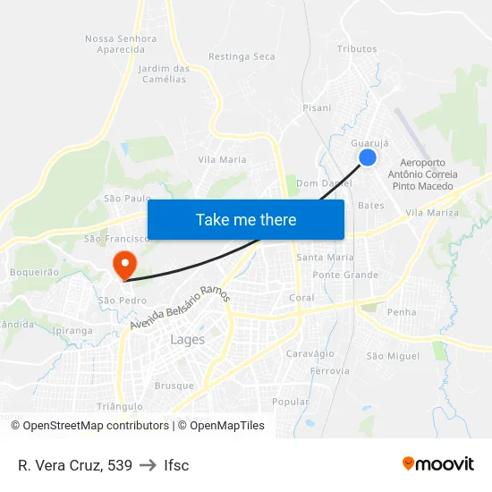 R. Vera Cruz, 539 to Ifsc map