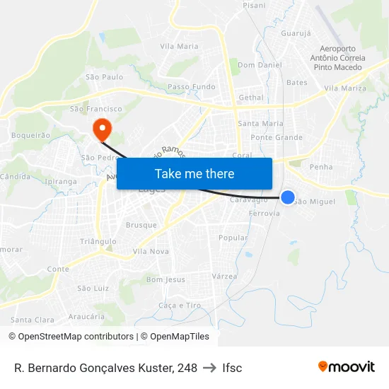 R. Bernardo Gonçalves Kuster, 248 to Ifsc map