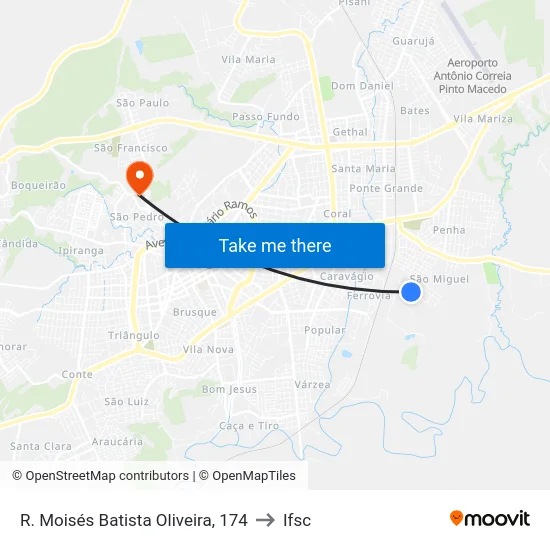 R. Moisés Batista Oliveira, 174 to Ifsc map