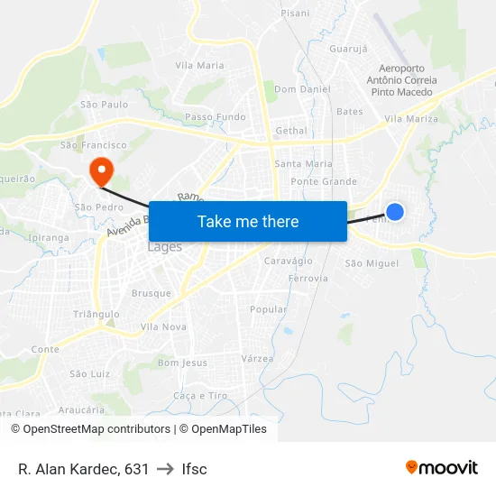 R. Alan Kardec, 631 to Ifsc map