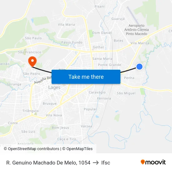 R. Genuíno Machado De Melo, 1054 to Ifsc map